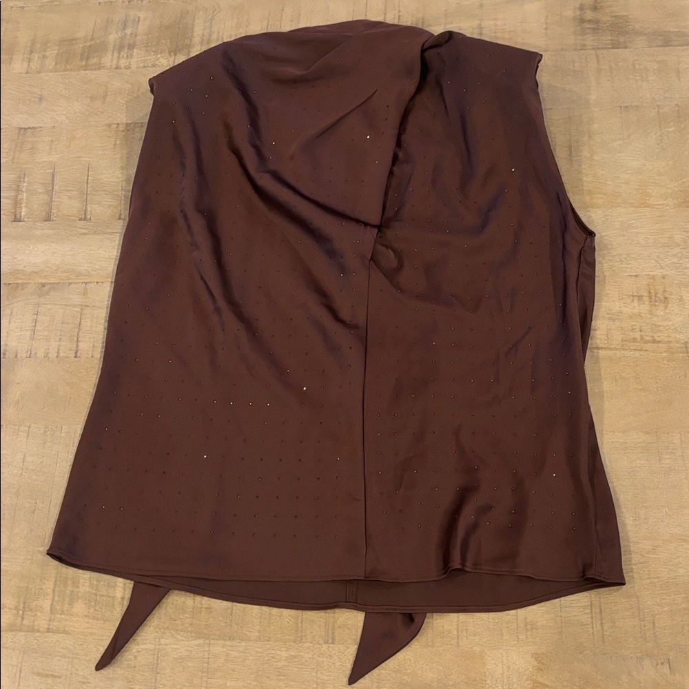 ASTR the Label Inaya Satin Rhinestone Embellished Top Brown Large NWT NEW - Picture 6 of 8